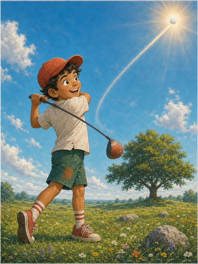 A perfect drive restores color to the landscape as the boy watches with a huge smile.